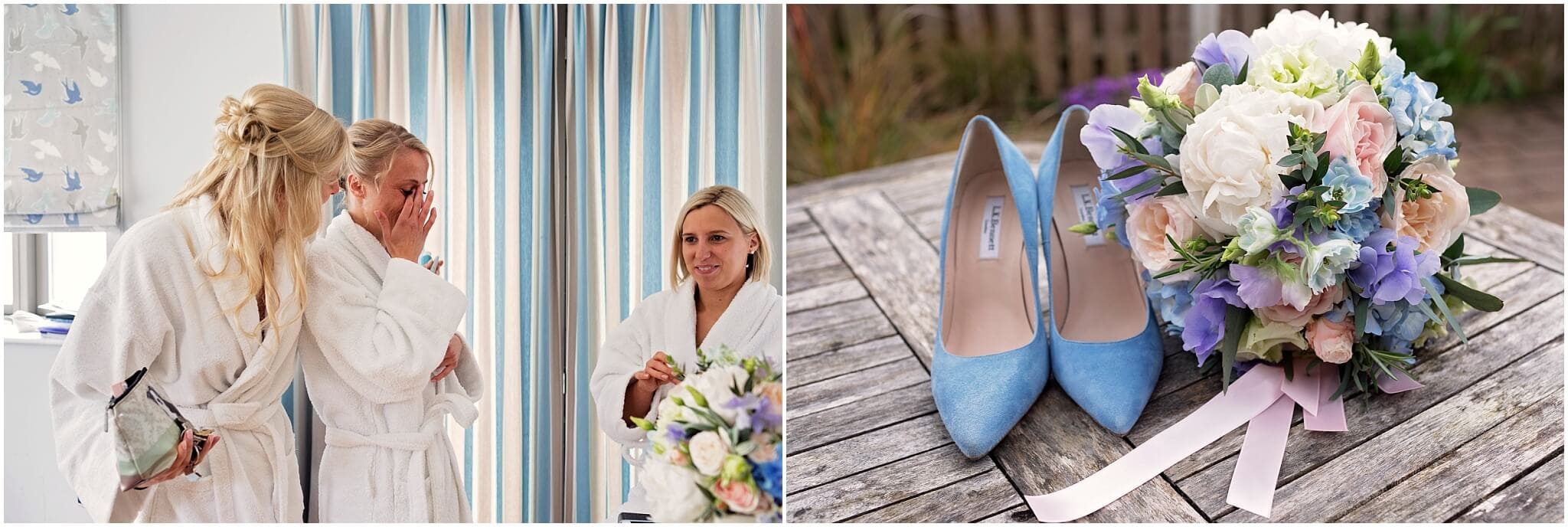 Spring flowers in pastel blues and pinks for a spring wedding at Longstowe Hall