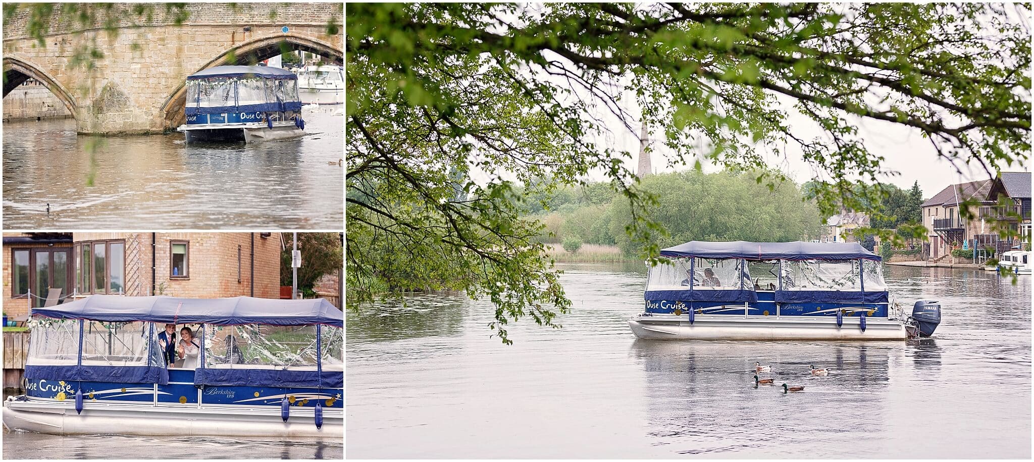 Bride and Groom on river boat