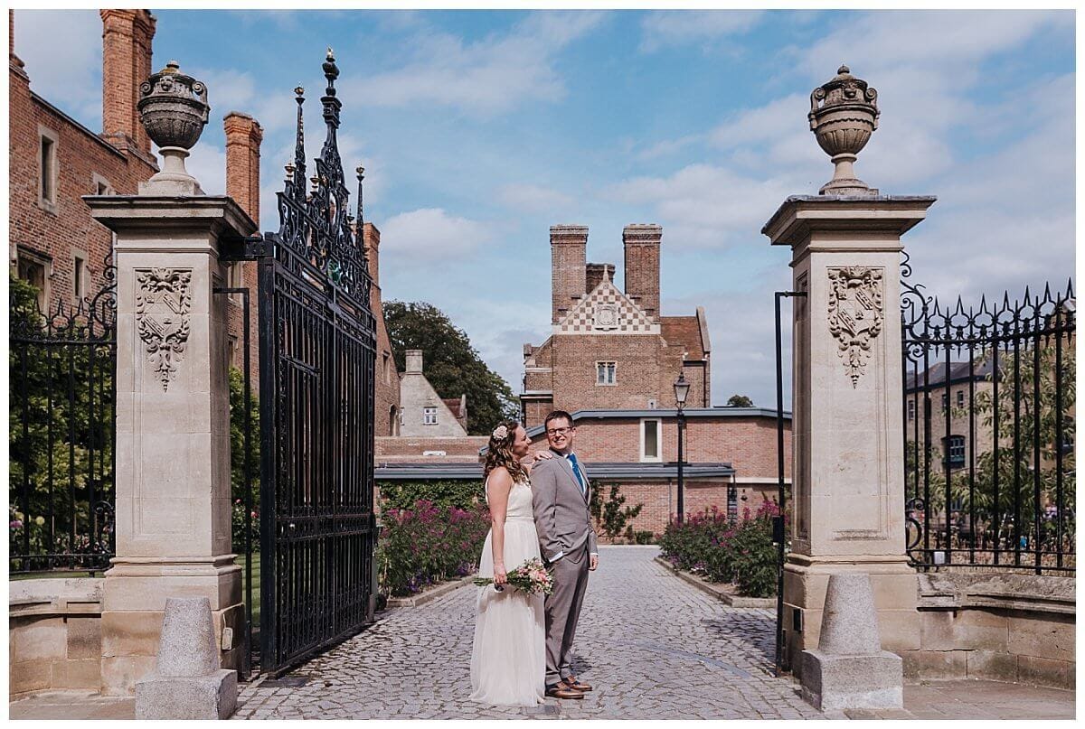 Bride and Groom at Magdalene College Cambridge
