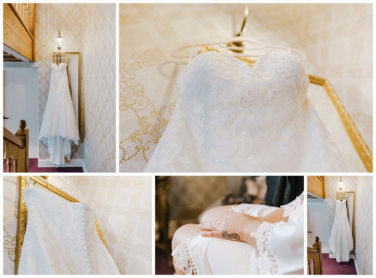 Wedding dress at Bassmead Manor Barns