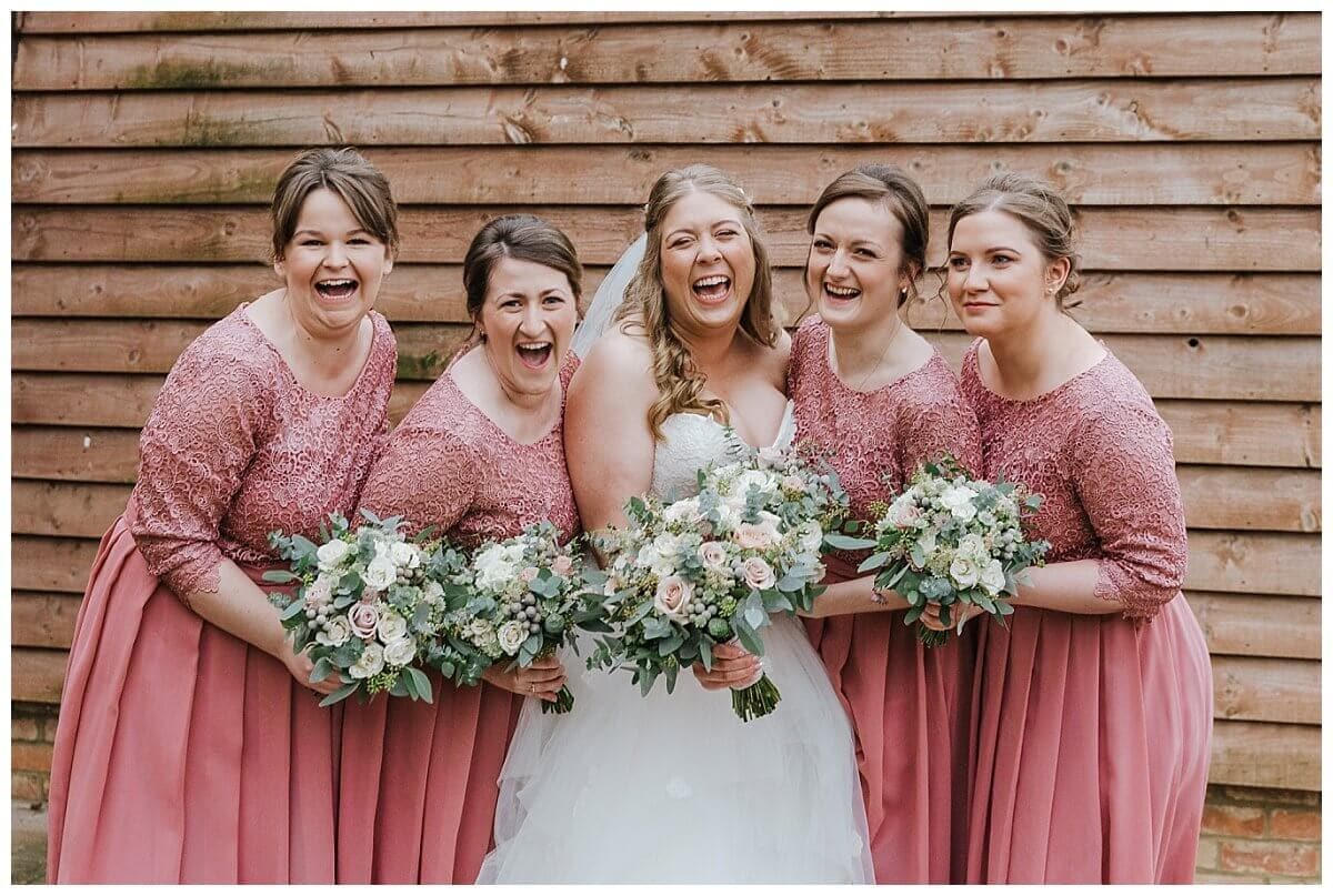 Bride & Bridesmaids at Bassmead Manor Barns wedding