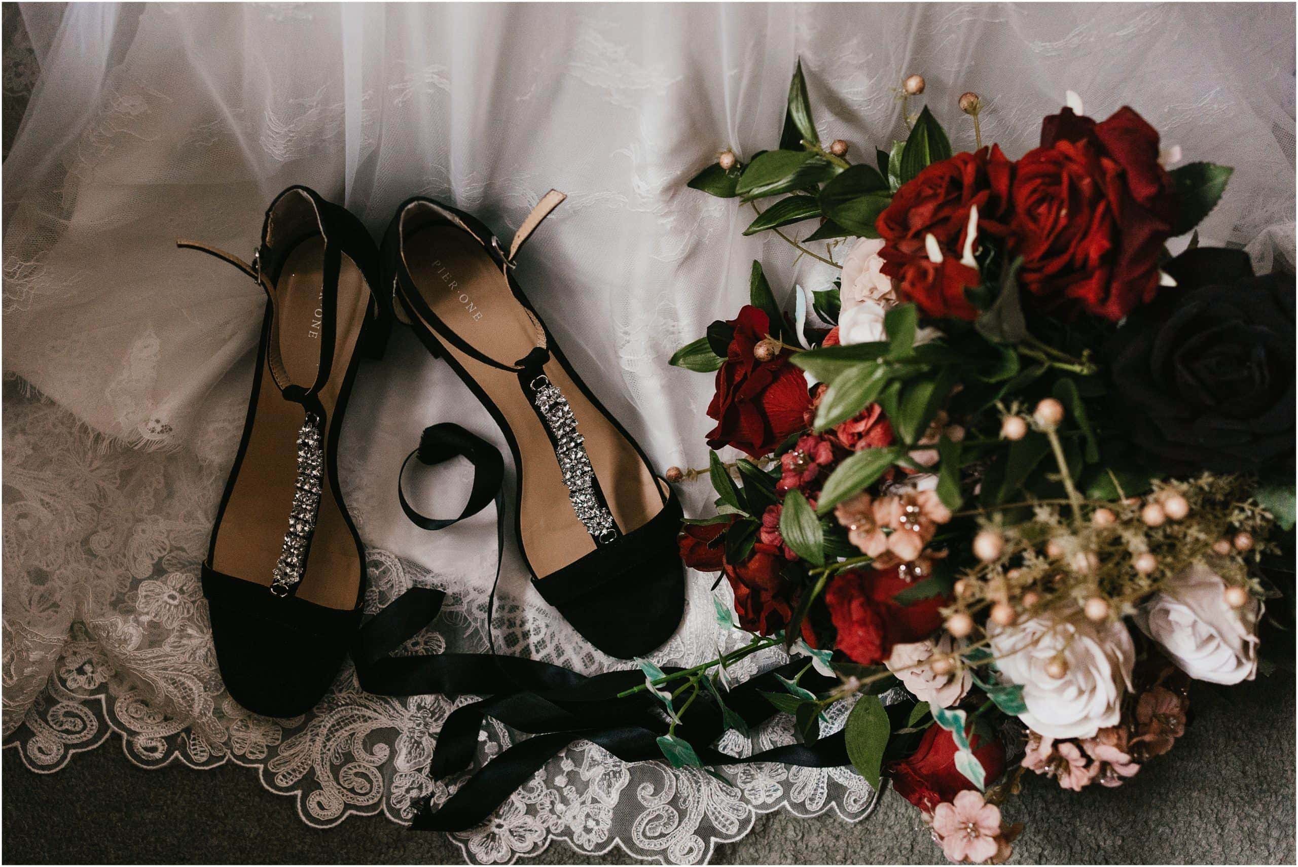 Bride's shoes and flowers