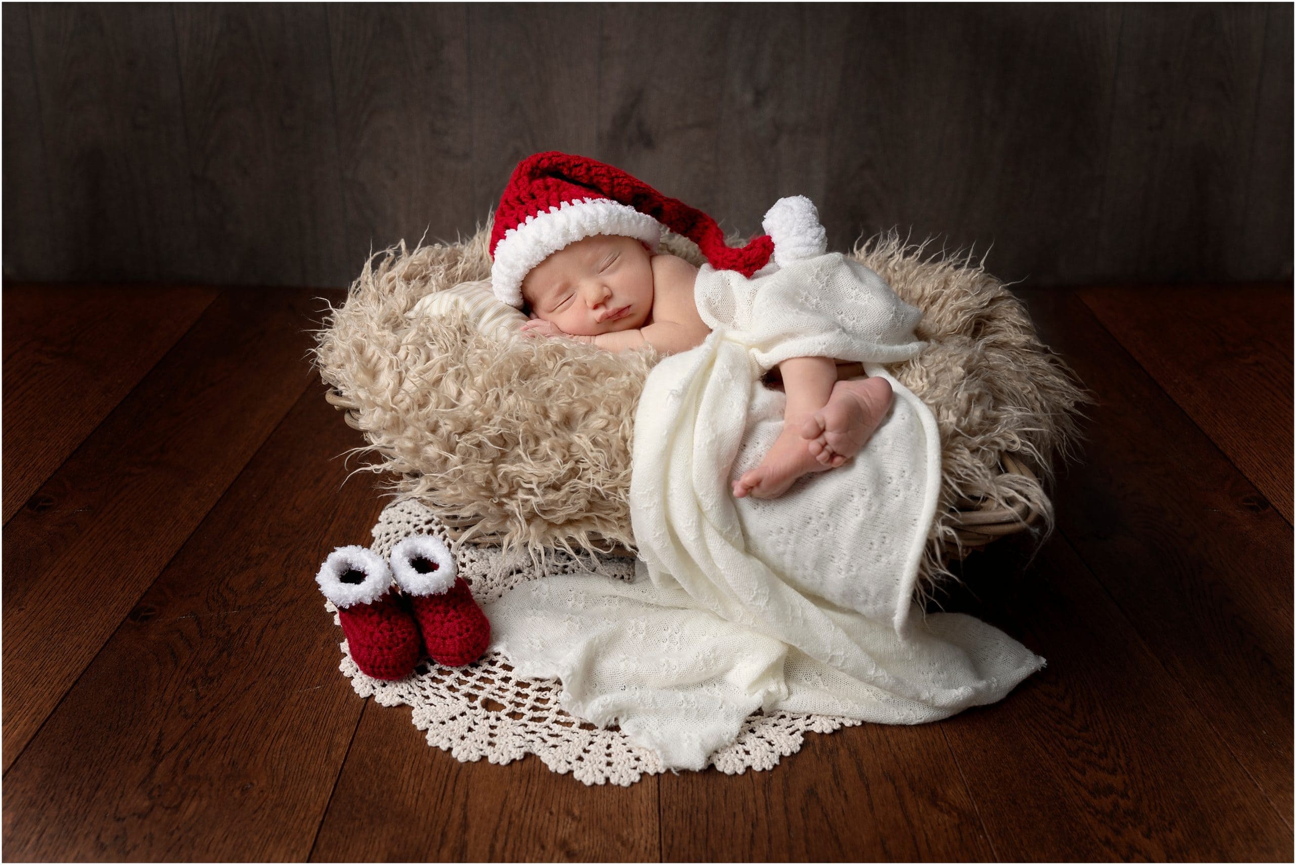 Newborn in a santa hat